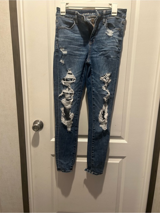 American Eagle Outfitters Denim - American Eagle Outfitters Ripped Mid-Blue Skinny Jeans